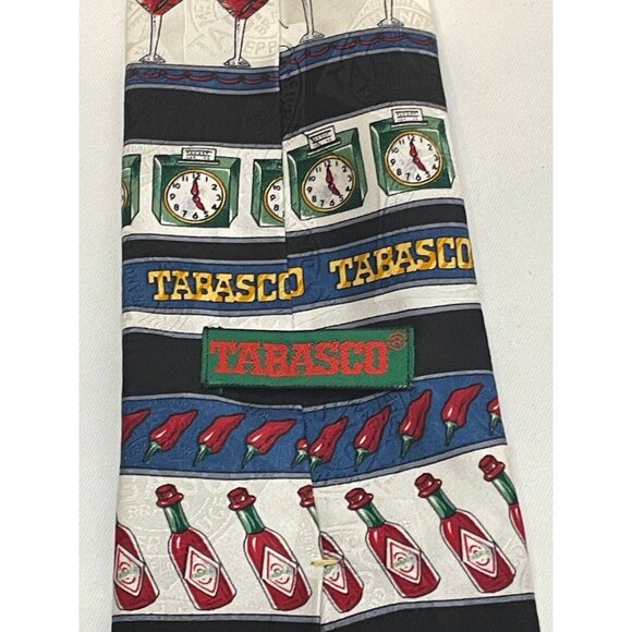 Tabasco Sauce neck tie 57" cocktail drink peppers time made USA silk - Picture 2 of 10